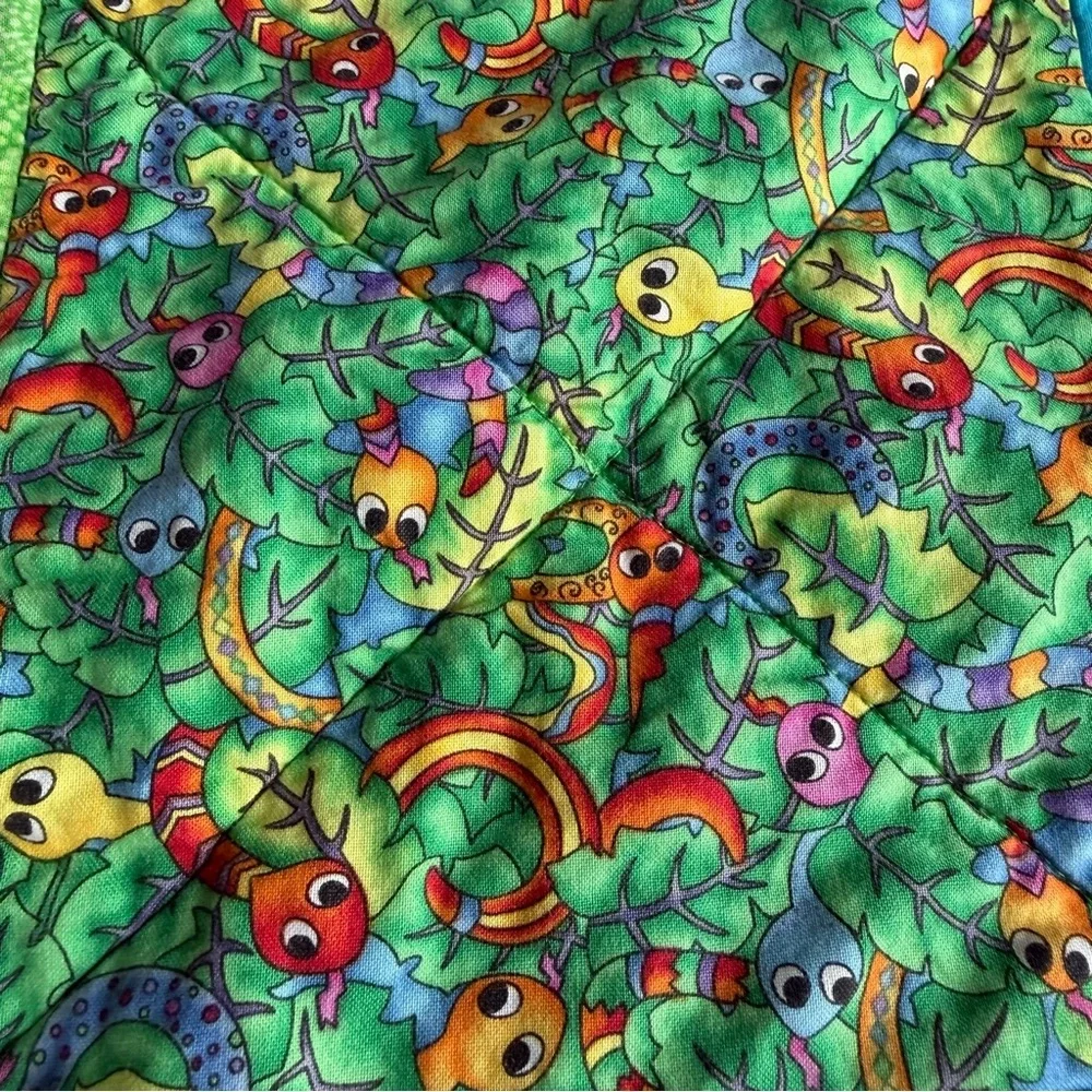 Colorful Patchwork Quilt 34”x44” Cotton Throw Picnic Beach Blanket